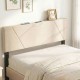 Beige geometric upholstered headboard for full and queen size beds with USB and type-C charging ports, offering.