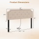 Beige tufted upholstered headboard dimensions for queen and full size beds, featuring USB and Type-C charging ports.