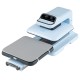 Heat press machine in blue with a 15 x 15 inch plate, featuring auto release and adjustable temperature for T-shirt.