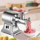 Heavy Duty 1.5HP meat grinder with a stainless steel tray holding fresh meat, perfect for efficient grinding in.