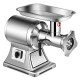 Heavy-duty 1.5HP commercial meat grinder in stainless steel, designed for high efficiency and easy cleaning.