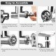 Assembly steps for the Heavy Duty 1.5HP Commercial Meat Grinder, featuring stainless-steel components for durability.