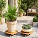 Acacia wood rolling plant stands with 360° lockable casters, perfect for moving heavy pots in your garden.
