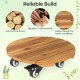 Heavy duty acacia wood rolling plant stand with slatted design and 360° lockable casters for easy mobility and.