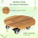 Heavy duty acacia wood rolling plant stand with 360° lockable casters, 12" base for easy mobility and cleaning.