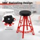 Heavy-duty aluminum garage bar chair in red with a 360° swiveling seat, padded for comfort, ideal for workshops.