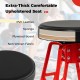 Heavy-duty aluminum garage bar chair with a 360° swiveling padded seat, waterproof PVC leather, and red frame for.