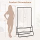 Heavy duty black clothes rack with hanging rod and two storage shelves, measuring 65" height and 32" width, ideal for.