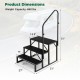 Heavy duty black hot tub stair with wide anti-slip platforms and customizable handrail, suitable for RVs and porches.