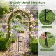 Heavy-duty black metal garden arch with gate, featuring a classic design and stability from 4 ground stakes for outdoor.