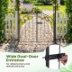 Wide dual-door entrance of the heavy-duty black metal garden arch, featuring a lockable gate for privacy and stability.
