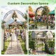 Heavy-duty black metal garden arch with gate, featuring a classic design for weddings and outdoor events.