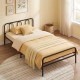 Twin foldable bed frame in black with arched headboard and footboard, ideal for space-saving bedroom storage.