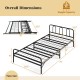 Twin size heavy-duty metal foldable bed frame in black with headboard and footboard, featuring ample under-bed storage.