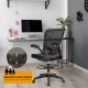 Height adjustable drafting chair with flip-up arms, ergonomic backrest, and adjustable lumbar support for comfort.