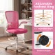 Height adjustable drafting chair in pink with flip-up arms and ergonomic backrest, perfect for home office comfort.