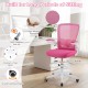 Height adjustable pink drafting chair with flip-up arms, ergonomic backrest, and breathable mesh for home office use.