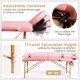 Height adjustable facial spa bed showing the pink adjustable headrest and 11-level height settings for comfort.