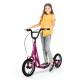 Height adjustable pink kid kick scooter with 12-inch air-filled wheels, perfect for stable riding and daily commuting.