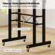 Heavy-duty metal structure of the height adjustable laptop desk features reinforcing crossbars and robust T-shaped legs.