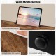 Height adjustable laptop desk in rustic brown with a recessed tablet holder and easy-to-maintain surface for versatile use.