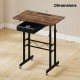 Height adjustable laptop desk in rustic brown with a fabric drawer, lockable wheels, and a spacious tabletop for versatile use.