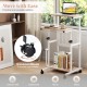 Height adjustable mobile computer stand-up desk with universal wheels and bottom storage shelf for home or office use.