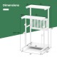 Height adjustable mobile computer stand-up desk dimensions with two modes, featuring a compact design and storage shelf.