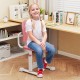 Height-adjustable pink kid's study chair with double back support, perfect for maintaining posture while studying.