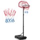Height adjustable basketball hoop with shatterproof backboard, fillable base, and two nets for outdoor play.
