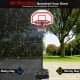 Height adjustable basketball hoop with shatterproof backboard and fillable base, designed for all-weather use.