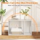 Hidden cat litter box enclosure in white, serving as stylish furniture with dual doors for easy access and cleaning.