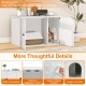 Hidden cat litter box enclosure in white with dual doors, large cat hole, and smooth surface for easy cleaning.