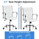 High back ribbed office chair with armrests in white, featuring height adjustment and ergonomic design for comfort.