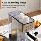 Cup warming tray on the espresso machine preheats cups to enhance coffee flavor for a perfect brew experience.