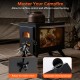Hot tent stove with adjustable chimney damper and rotary air intake valve for efficient wood burning and airflow control.