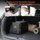 Hot tent stove with a compact design, featuring foldable legs and nested pipe storage for easy transport and setup.