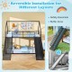 House-shaped black metal twin over twin low bunk bed with slide, safety handrails, and reversible installation for.