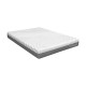 Side view of a full-size 8-inch memory foam mattress with jacquard fabric cover, showcasing air circulation holes for.