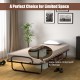 Folding guest bed with memory foam mattress, compact design for easy storage, ideal for limited space living.