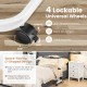Rolling overbed bedside table with adjustable height, lockable wheels, and C-shaped design for easy positioning.