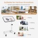 Rolling overbed bedside table with adjustable height, tiltable tabletop, and wheels for easy maneuverability in various.