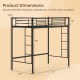 Twin loft bed frame in black with full-length guardrails and two ladders, ideal for compact spaces and under-bed.