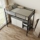 Twin loft bed frame in black, featuring a modern design and sturdy powder-coated steel slats for long-term durability.