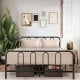 Full/Queen size metal bed frame with headboard and footboard, featuring a rustproof finish and under-bed storage.