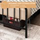 Full size metal bed frame with headboard, showcasing 12" storage space underneath for shoes and storage boxes.