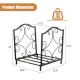Heavy-duty steel firewood log rack dimensions shown, featuring a compact design for efficient indoor or outdoor storage.