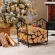 Heavy-duty steel firewood log rack with raised legs, designed for effective air circulation, perfect for stylish indoor.