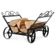 Decorative firewood rack with wheels, made of rustproof steel, providing elegant storage for indoor or outdoor firewood.