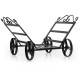 Compact firewood rack with wheels in rustproof steel, featuring elegant design and raised base for air circulation.